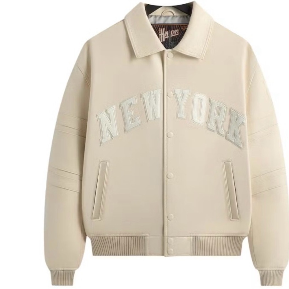 Men's Kith X Knicks Men’s Cream Varsity Jacket